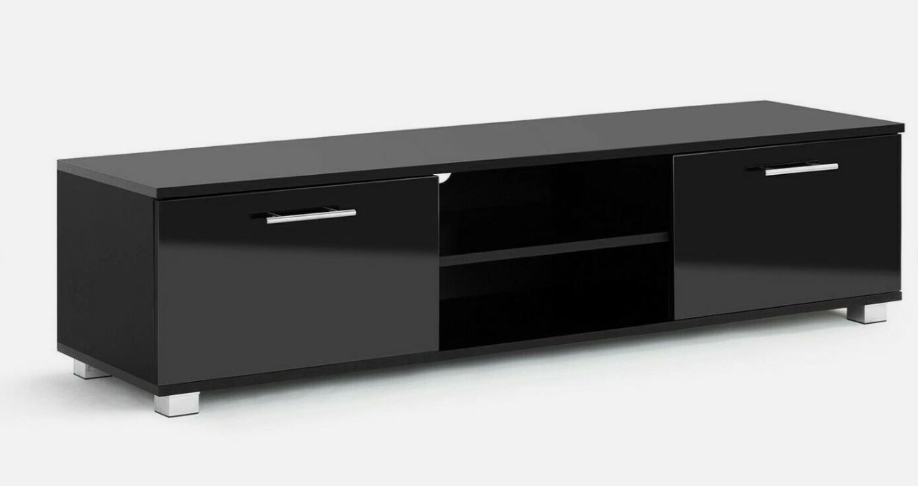 TV Stand for 65 inch TV Black Modern Cabinet Gloss Doors For 50" 55" 65" TV's