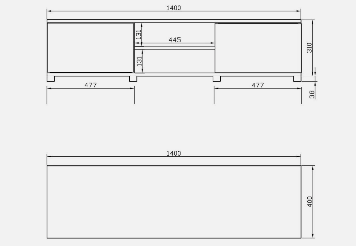 TV Stand for 65 inch TV Black Modern Cabinet Gloss Doors For 50" 55" 65" TV's - Image 3