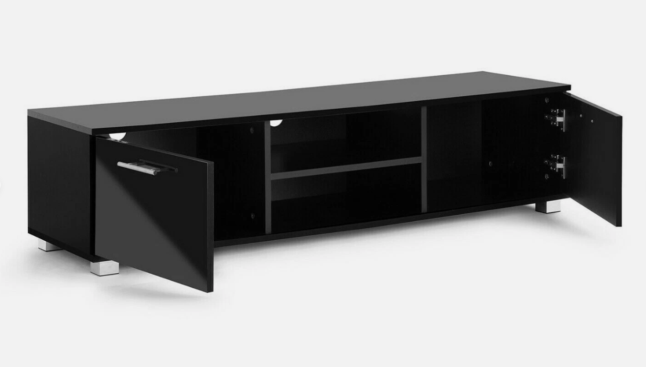 TV Stand for 65 inch TV Black Modern Cabinet Gloss Doors For 50" 55" 65" TV's - Image 5