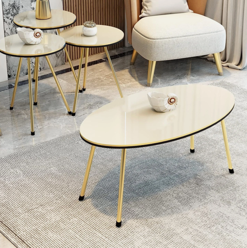 4 Piece Living Room Table Set, 1 Coffee Table and 3 Nesting Tables, NO-Tools Ass - Image 2