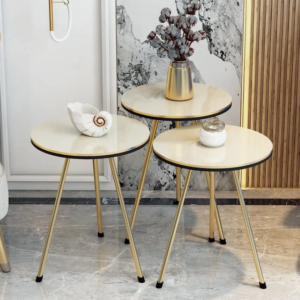 4 Piece Living Room Table Set, 1 Coffee Table and 3 Nesting Tables, NO-Tools Ass