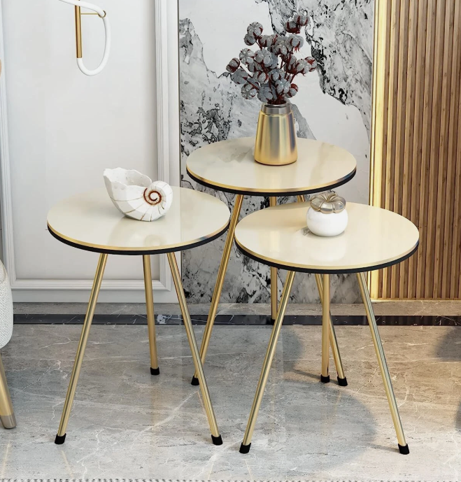 4 Piece Living Room Table Set, 1 Coffee Table and 3 Nesting Tables, NO-Tools Ass