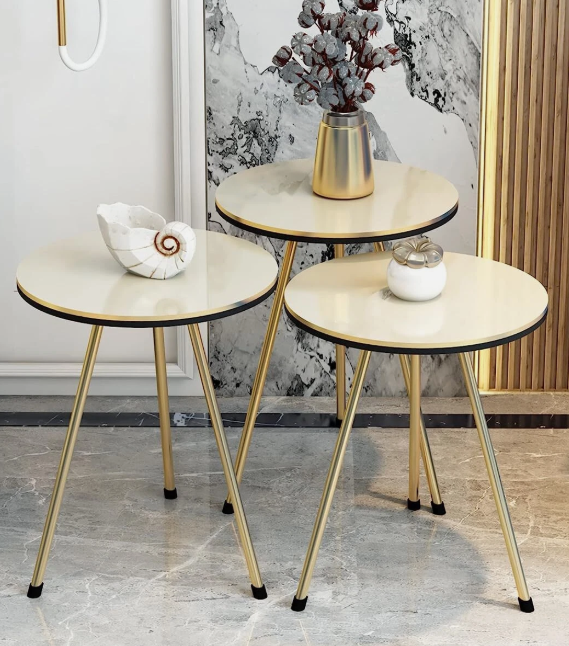 4 Piece Living Room Table Set, 1 Coffee Table and 3 Nesting Tables, NO-Tools Ass - Image 5
