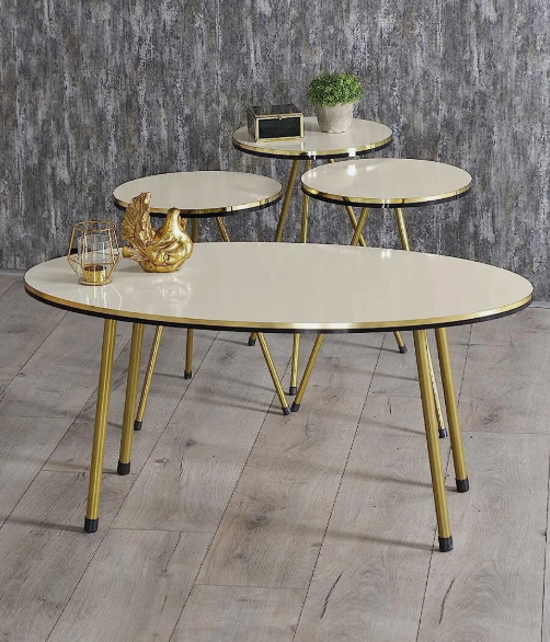 4 Piece Living Room Table Set, 1 Coffee Table and 3 Nesting Tables, NO-Tools Ass - Image 7