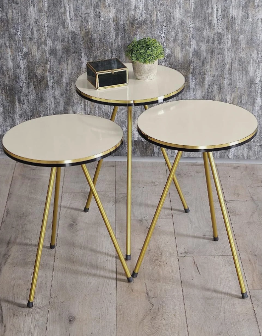 4 Piece Living Room Table Set, 1 Coffee Table and 3 Nesting Tables, NO-Tools Ass - Image 9