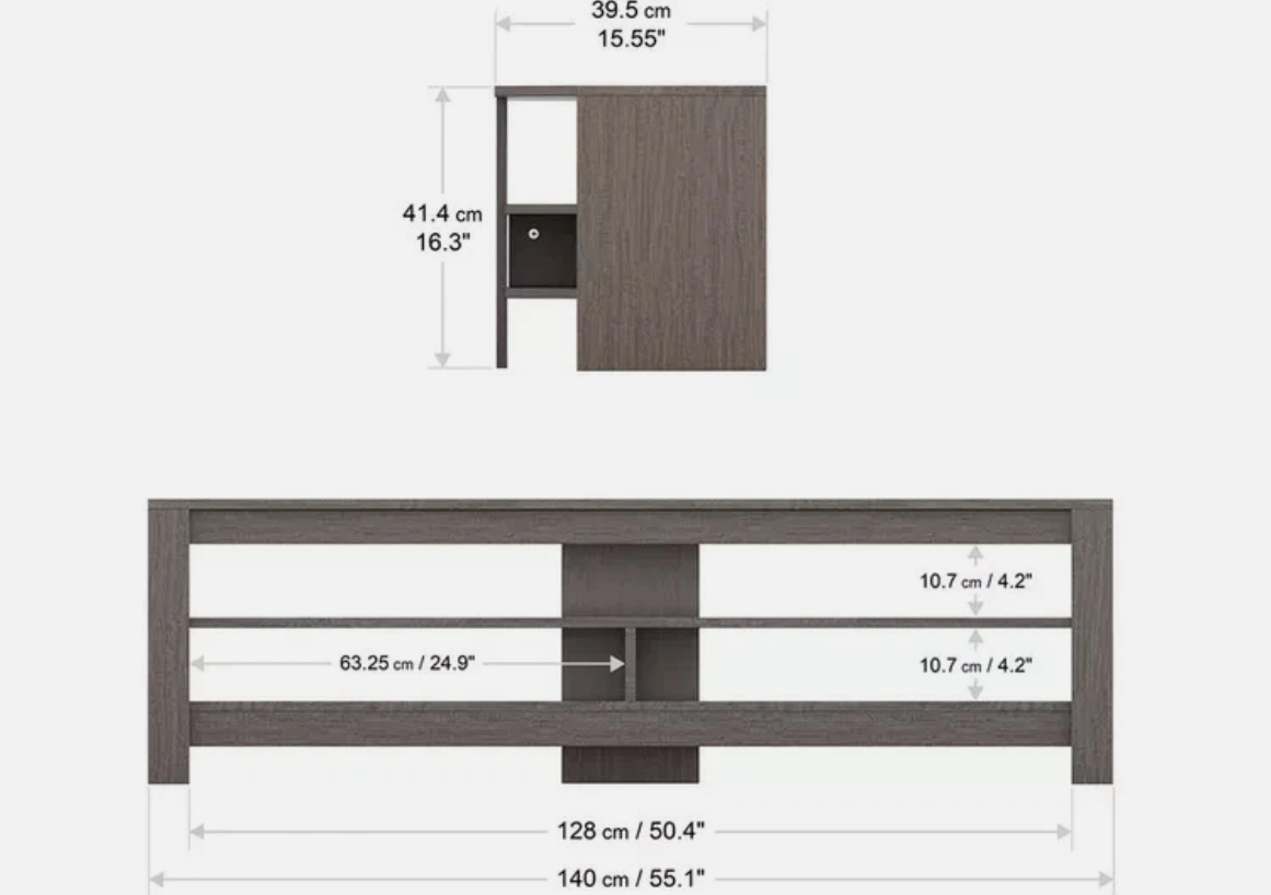 AVF CA140GRE Calibre 140cm TV Stand - Grey Oak - Image 3