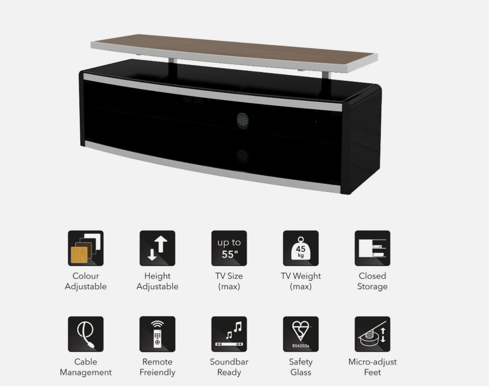 AVF Stage Rectangular TV Stand - STG1250A Adjustable Height & 4 x Colour Options - Image 7