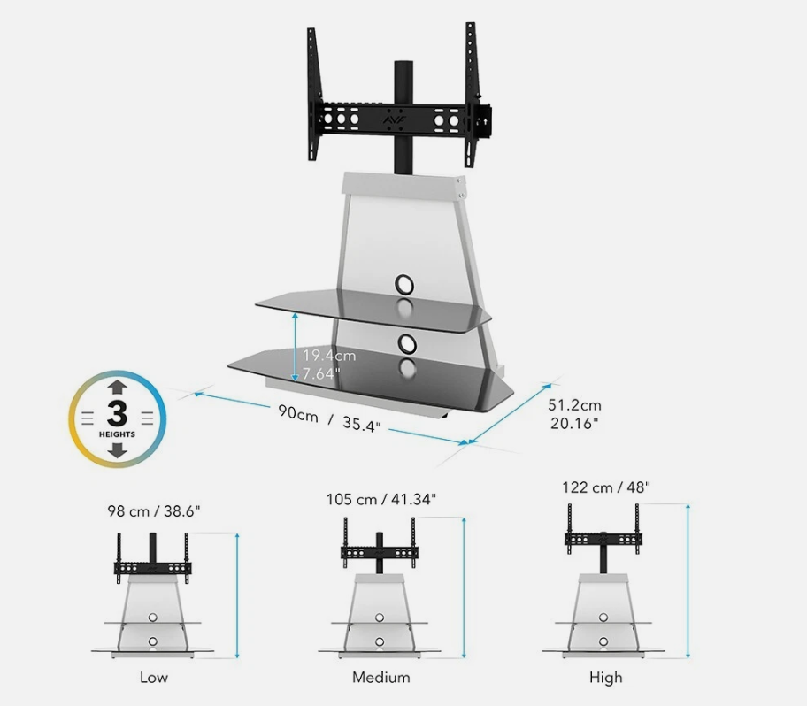 AVF Stack Column TV Stand - Up to 90" TVs , 4 Colour Options, Universal Mount - Image 9