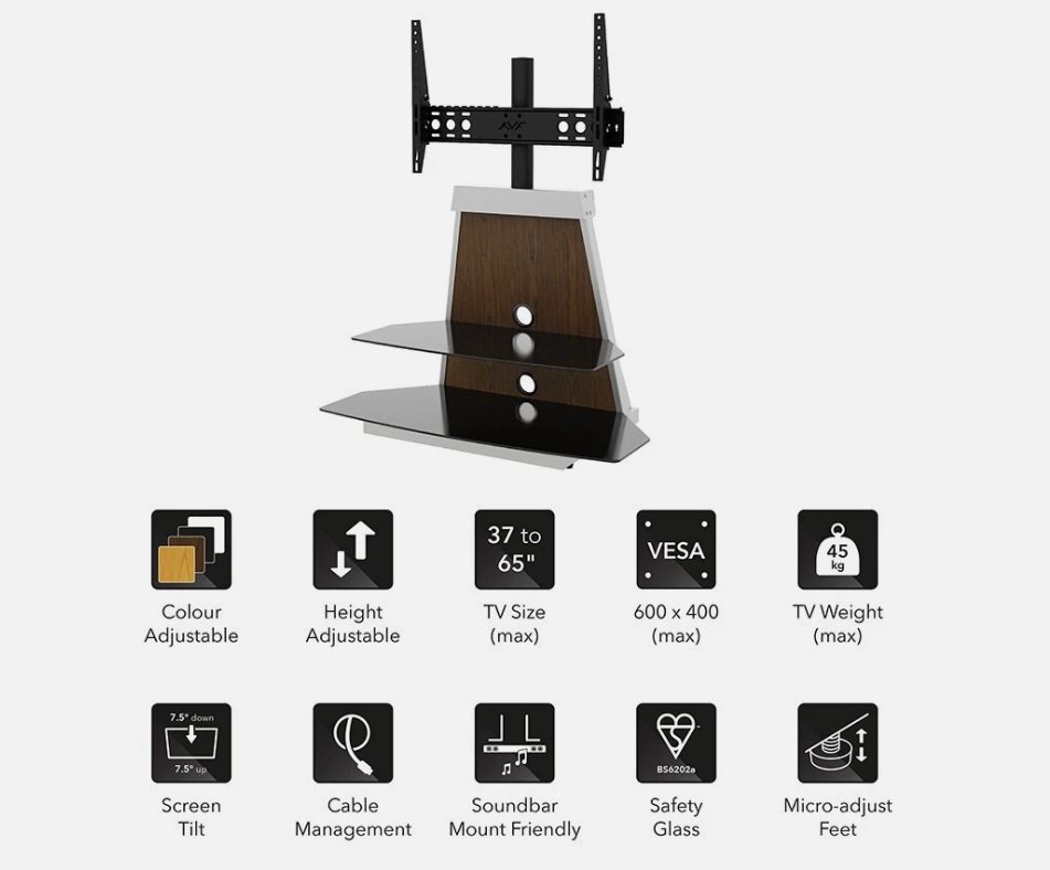 AVF Stack Column TV Stand - Up to 90" TVs , 4 Colour Options, Universal Mount - Image 14