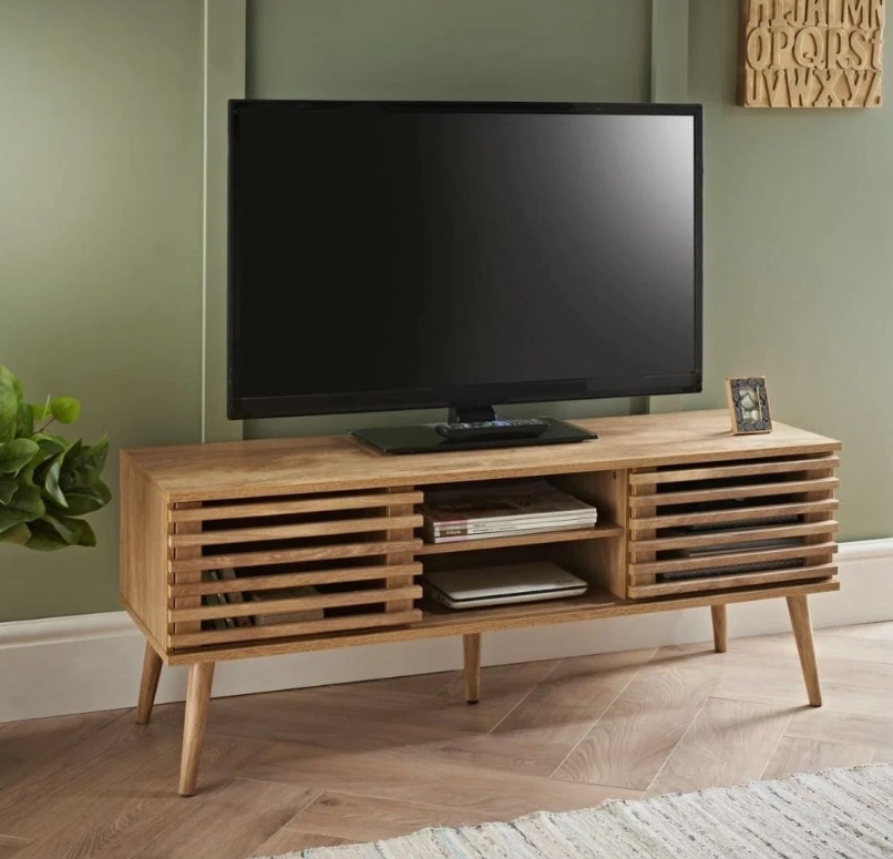 Axel TV Unit Stand Modern Home Living Room Furniture Office Mango Wood Finish - Image 2