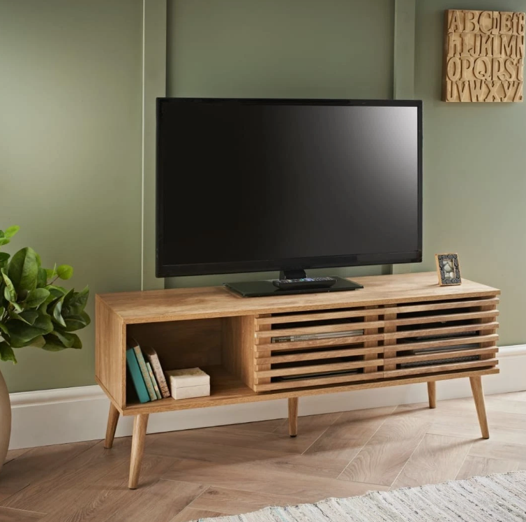 Axel TV Unit Stand Modern Home Living Room Furniture Office Mango Wood Finish - Image 4