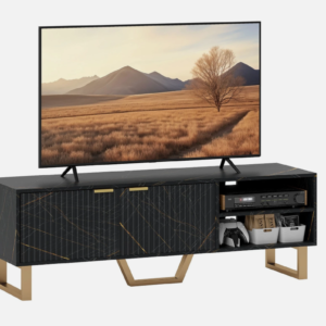 HOMCOM TV Unit, TV Stand Cabinet with Shelves and Storage Cupboard, Black