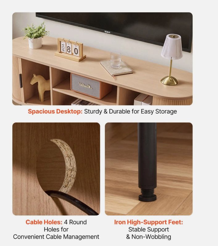 Uimoso TV Stand for up to 65 Inches Cabinet Media Console Entertainment Center - Image 6
