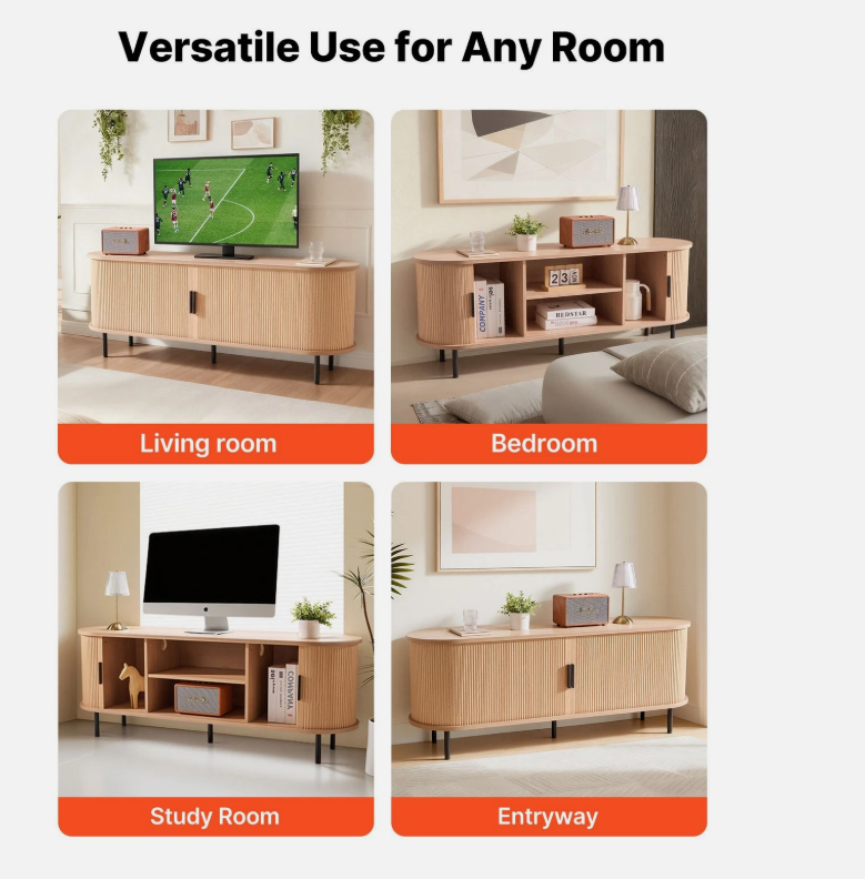Uimoso TV Stand for up to 65 Inches Cabinet Media Console Entertainment Center - Image 5