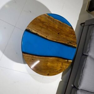 Round Live-Edge Epoxy Resin "River" Coffee Table.